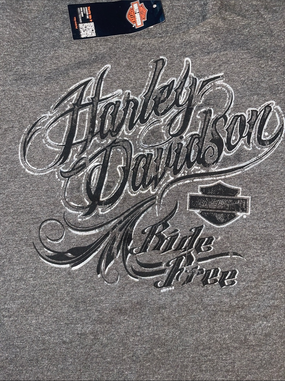 Harley-Davidson Gray Graphic Quarter Sleeve Top
